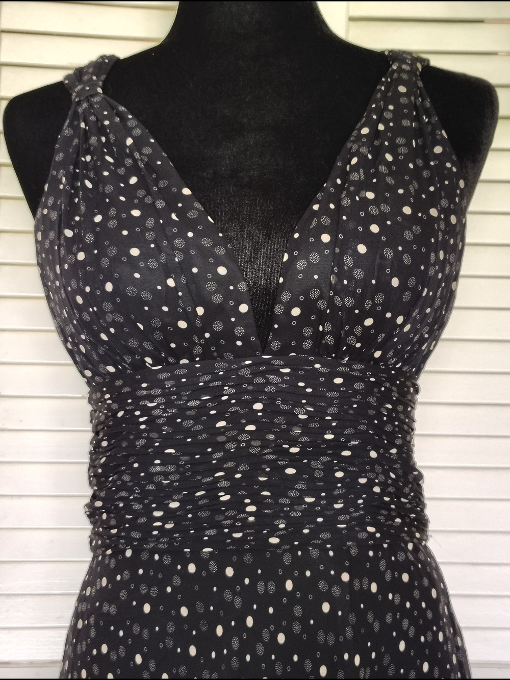 White House Black Market Black Polka Dot Silk Midi Dress Size 2 – Like New - Picture 3 of 16